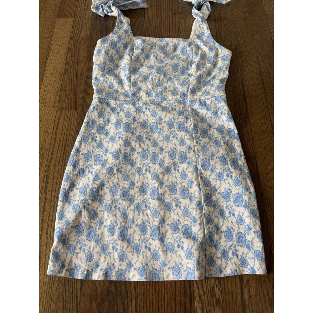 Trixxi Women's White Mini Summer Dresses with Blue Floral Print Size L - Picture 10 of 16